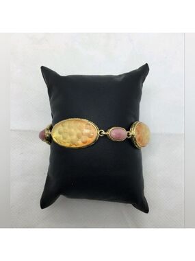 Vintage Monet Floral Toggle Clasp Bracelet 7"